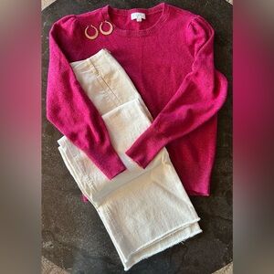 LOFT | Fuchsia Crew Neck Sweater